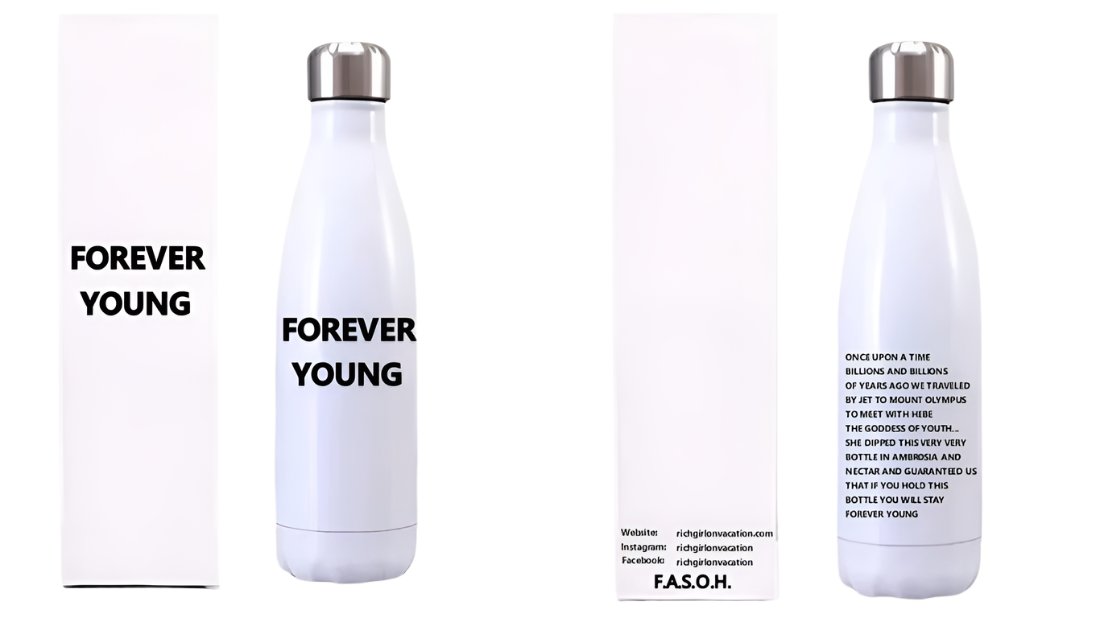 FOREVER YOUNG BOTTLE (READ MY BACK)
